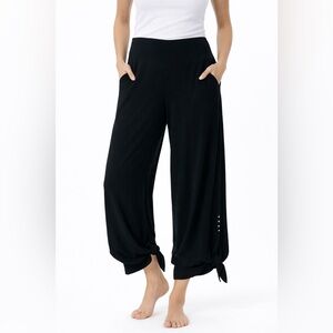 SYMPLI Black Leggings with Rhinestone Embellishments and Tie Detail US Sz 6